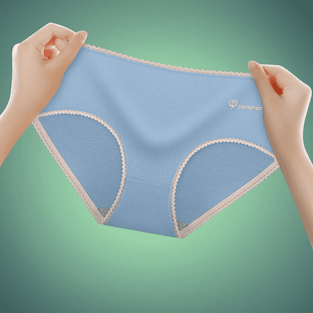 Fulorrnie Seamless Women s Underwear Lace Trim No Show Panties for Everyday Comfort Mid Rise Lace Edge Brief Panty  Blue  XL