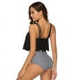 thumbnail image 6 of Women Swimsuit Two Piece Bathing Suits Ruffled Flounce Top High Waist Bottom Bikini Set Ruffle Vest Top Swimwear Basic Swiming Suit For Women, 6 of 7