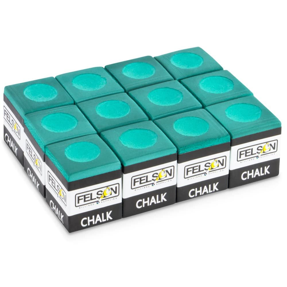 Felson Billiards Supplies Pool Chalk 12 Pack, Green Pool Table