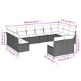 thumbnail image 2 of vidaXL 12 Piece Garden Sofa Set with Cushions Black Poly Rattan, 2 of 5