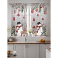 thumbnail image 4 of Winter Christmas Snowman Sheer Curtains 72 Inch Long 2 Panels, Elk Christmas Tree Balls Gray Light Filtering Rod Pocket Semi Sheer Curtains, Sheer Voile Drapes for Living Room Bedroom, 52"x72", 4 of 5