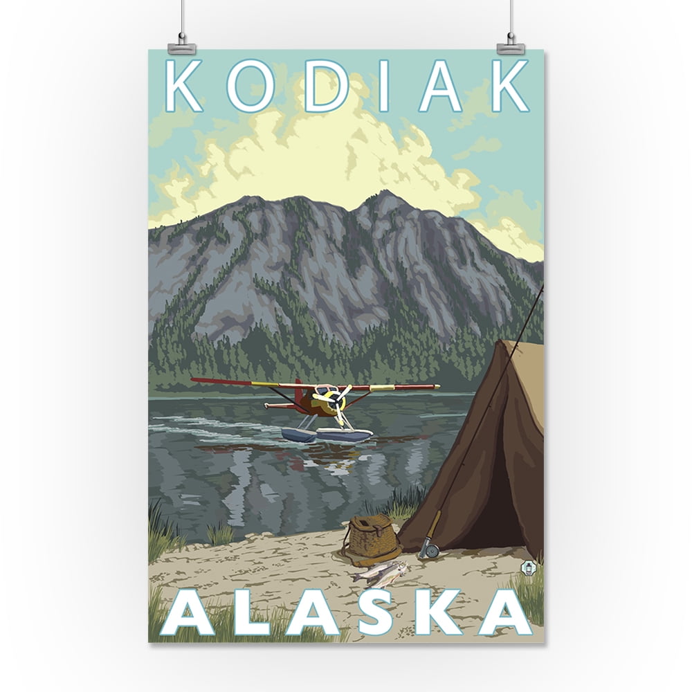 Bush Plane & Fishing - Seward, Alaska - LP Original Poster (16x24 Giclee  Gallery Print, Wall Decor Travel Poster) 