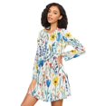 thumbnail image 3 of FORMRS Womens Long Sleeve Nightgowns Crew Neck Sleep Shirt Soft Pajamas Sizes S-3XL, Blue Wildflower Pattern, 3 of 8