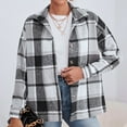 thumbnail image 2 of Jinhomg Women's Flannel Plaid Jacket Fall Winter Casual Long Sleeve Button Down Shacket Warm Cozy Lapel Collared Fuzzy Shirt Jackets 90% off Clearance Sale White M, 2 of 9