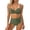 Green, variant on Womens Bikini Swimsuit Metallic Buckle Tankini Top High Waist Bottom Two Piece Swimwear Tummy Control Bathing Suit