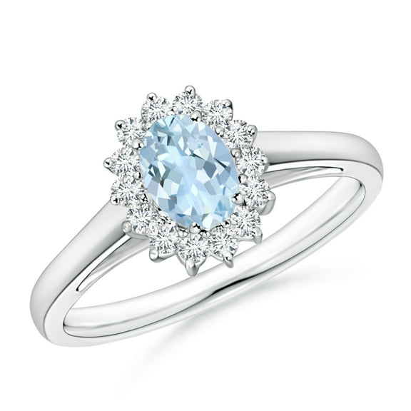 Princess Diana Inspired 925 Sterling Silver 1.20 Ctw Oval Aquamarine Gemstone Women Solitaire Accents Ring