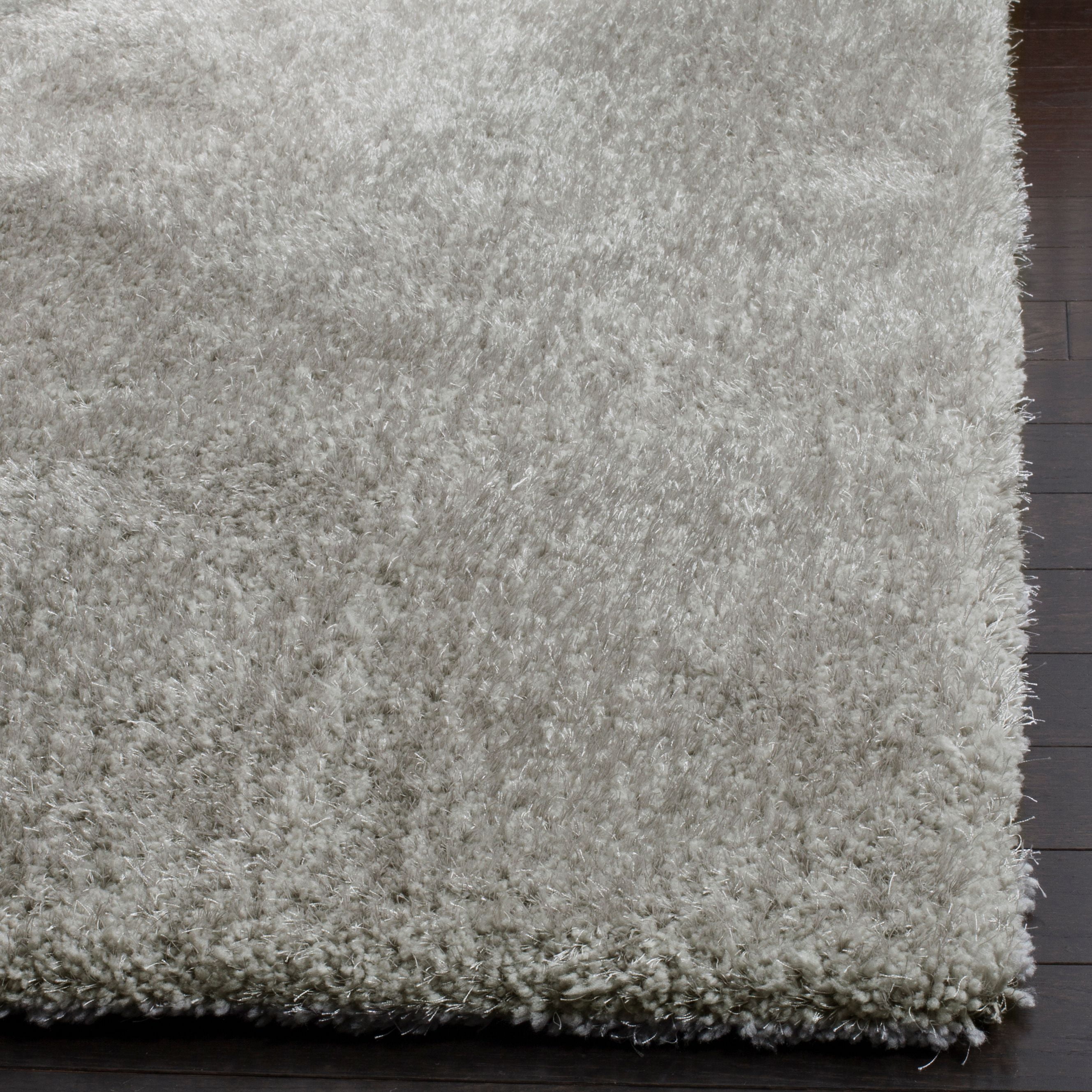 SAFAVIEH Joella Solid Plush Polyester Shag Area Rug, Light Grey, 5' x 5' Square