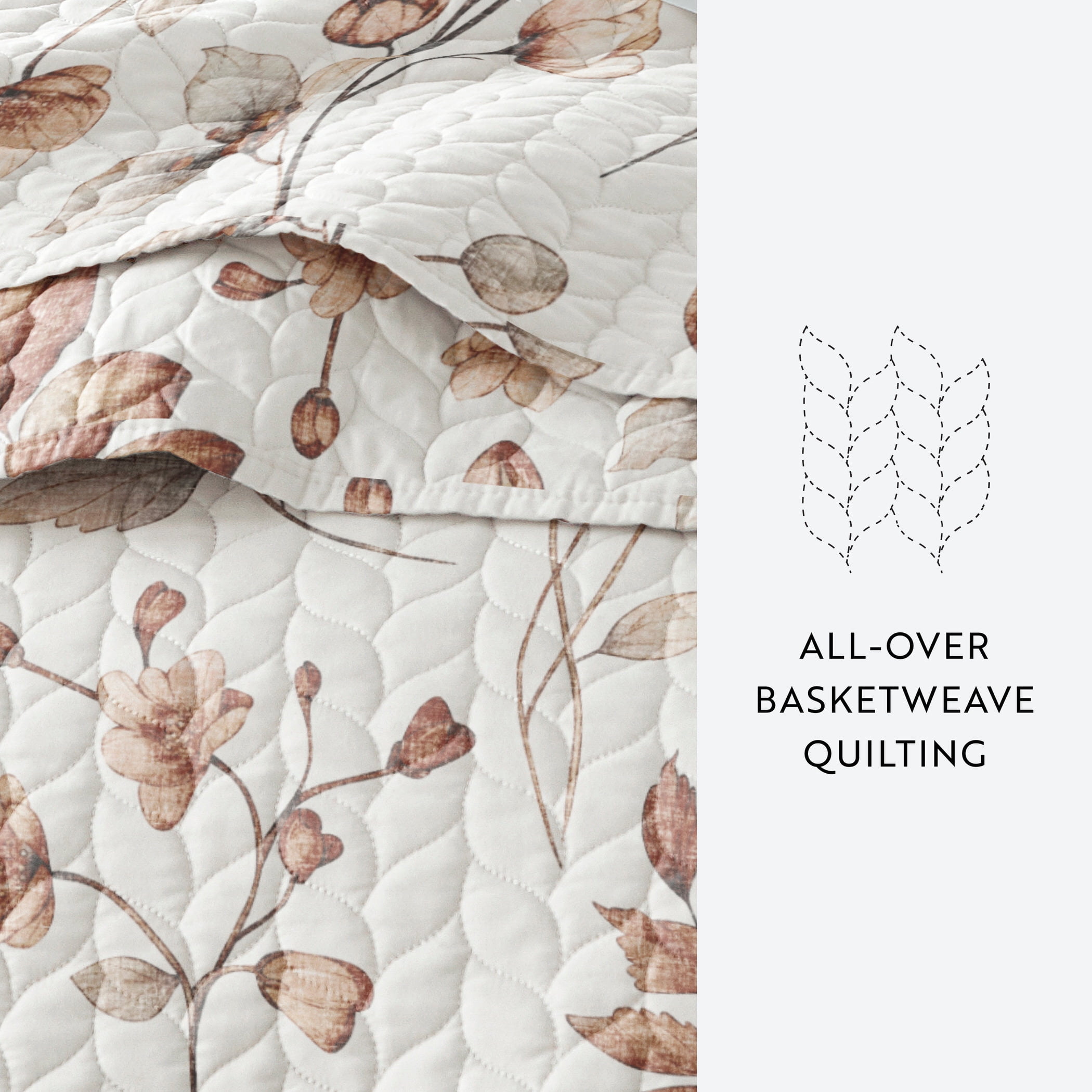 Lightweight Quilt Sets - Wrinkle Free - Coverlet Floral Patterns by Comfort Canopy