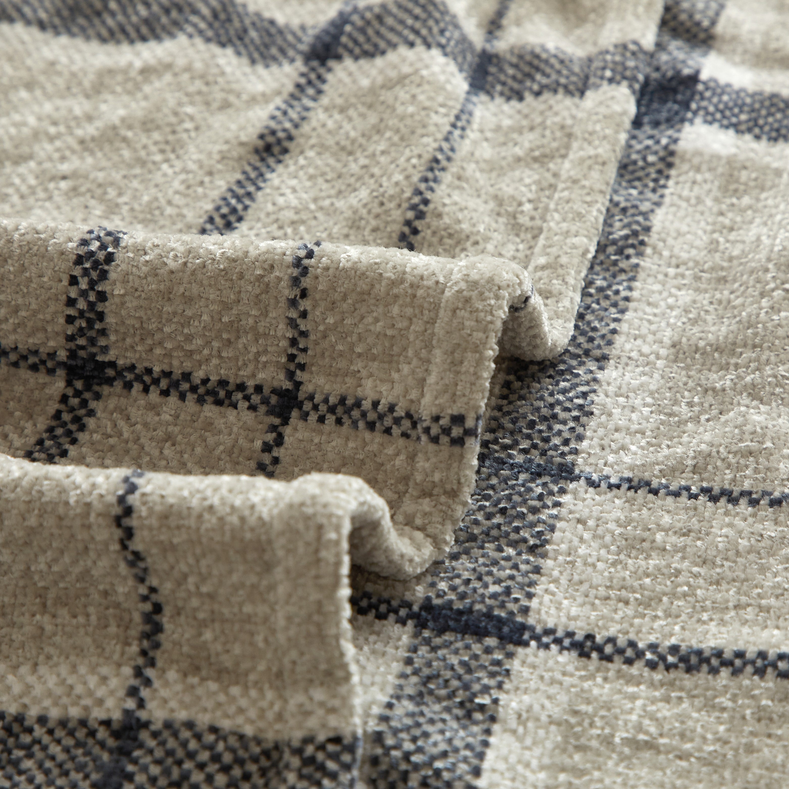 Mainstays Cozy Chenille Throw, Washed Stone Plaid, 50" x 60"