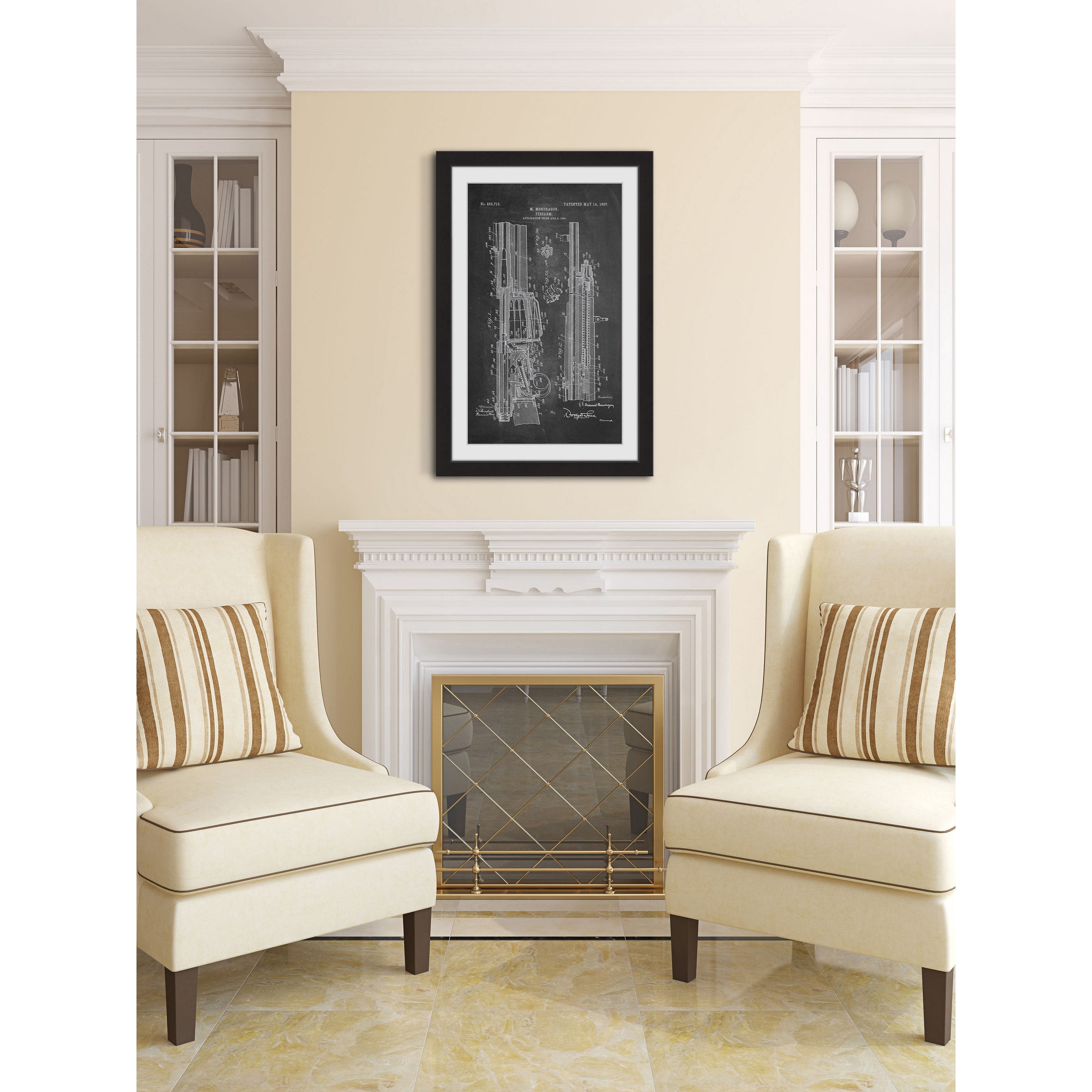"Rifle 1907 Chalk" Framed Painting Print
