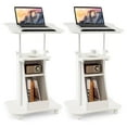 thumbnail image 1 of Gymax Chariot de Bureau pour Ordinateur Portable Assis-Debout 2 Pcs, Mobile Roulant, Hauteur Réglable avec Rangement, 1 of 10