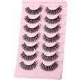 thumbnail image 3 of Cat Eye Lashes Natural Eyelashes Short Wispy Lash Strips Volume Eyelash Cateye Medium Length False Lashes Natural Looking Hybrid Clusters Full Strip Lashes (A1 | 8-14MM), 3 of 15