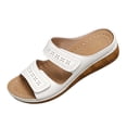 thumbnail image 2 of Samdudou Sandals for Women Casual Summer Slip On Flat Shoes Open Toe Double Strap Hollow Out Pattern Lightweight Footwear for Office, 2 of 7
