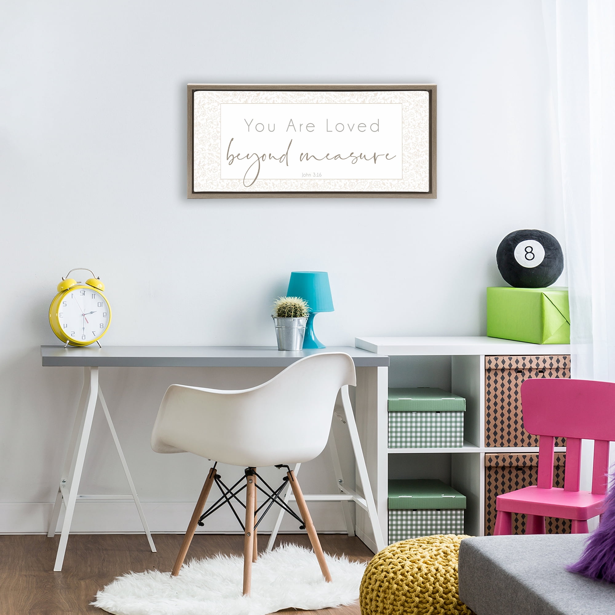 Stupell Industries Minimal Loved Beyond Measure Brown Framed Floater Canvas Wall Art, design by Janice Gaynor