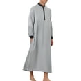 thumbnail image 4 of INSPIRE CHIC Satin Nightshirt for Men's Long Sleeves Banded Collar Long Sleep Gown Nightwear, 4 of 5