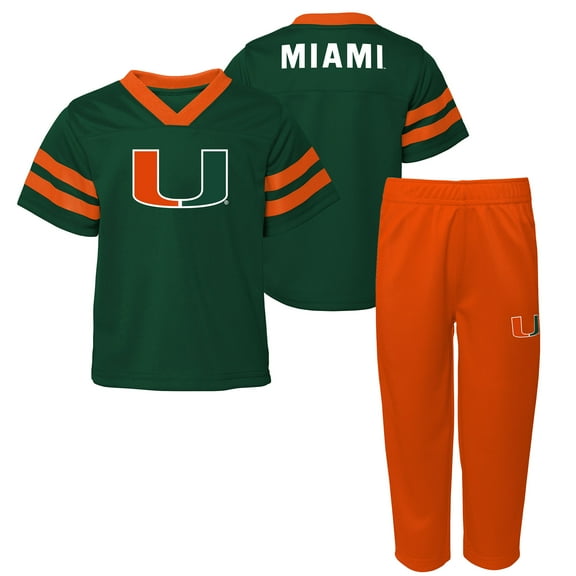 Infant Outerstuff Green Miami Hurricanes Team Logo Red Zone Top and Pant Set