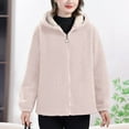 thumbnail image 2 of Sherpa Jacket Women Winter Fleece Lined Warm Full Zip Up Hoodies Solid Sweatshirts White XXXL, 2 of 5