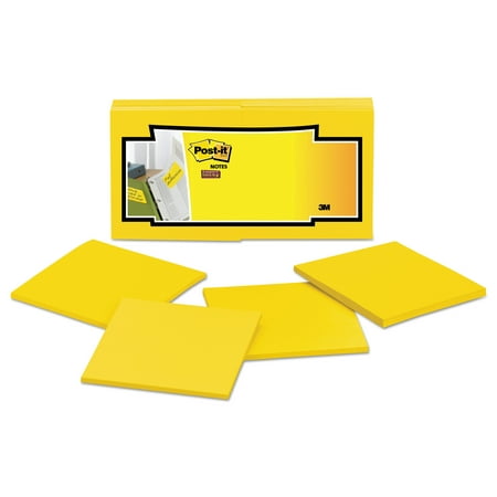 Adhesive Note Set - Post-it Super Sticky Notes Full Adhesive, 12 Pack, Electric Yellow