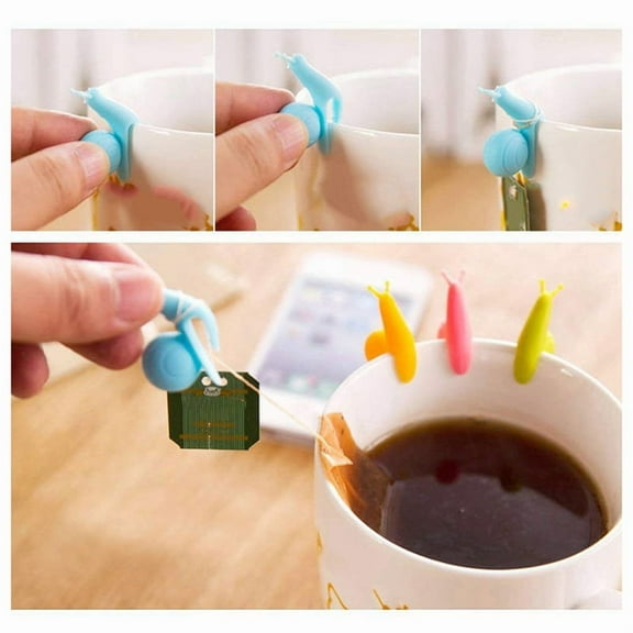 10Pack Cute Snail Shape Silicone Cup Hanger Tool Tea Bag Holder Teacup Clip Teacup Decoration
