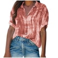 thumbnail image 1 of Womens Short Sleeve Blouses Womens Button Printed Short Sleeve Backswing Length V-Neck T- Blouses Women Short Sleeve Tops Women Short Sleeve Blouse Short Sleeve Tops for Women, 1 of 6