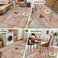 thumbnail image 5 of Spring Daisy Area Rugs 3'x5', Washable Small Throw Rugs for Living Room Bedroom, Pink Flowers Wreath Leaves Farmhouse Brown Indoor Outdoor Rug Non-Slip Low Pile Carpet Runner Reversible Floor Mats, 5 of 8