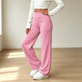 thumbnail image 2 of NEBWOAK Little Girls Wide Leg Lounge Pants High Rise Elastic Waist Comfy Palazzo Pink,Size 5-6T, 2 of 9