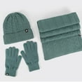 thumbnail image 2 of SUXIAN Adults Winter Scarf Set Knit Warm Hat Long Scarf Gloves Green One Size, 2 of 4