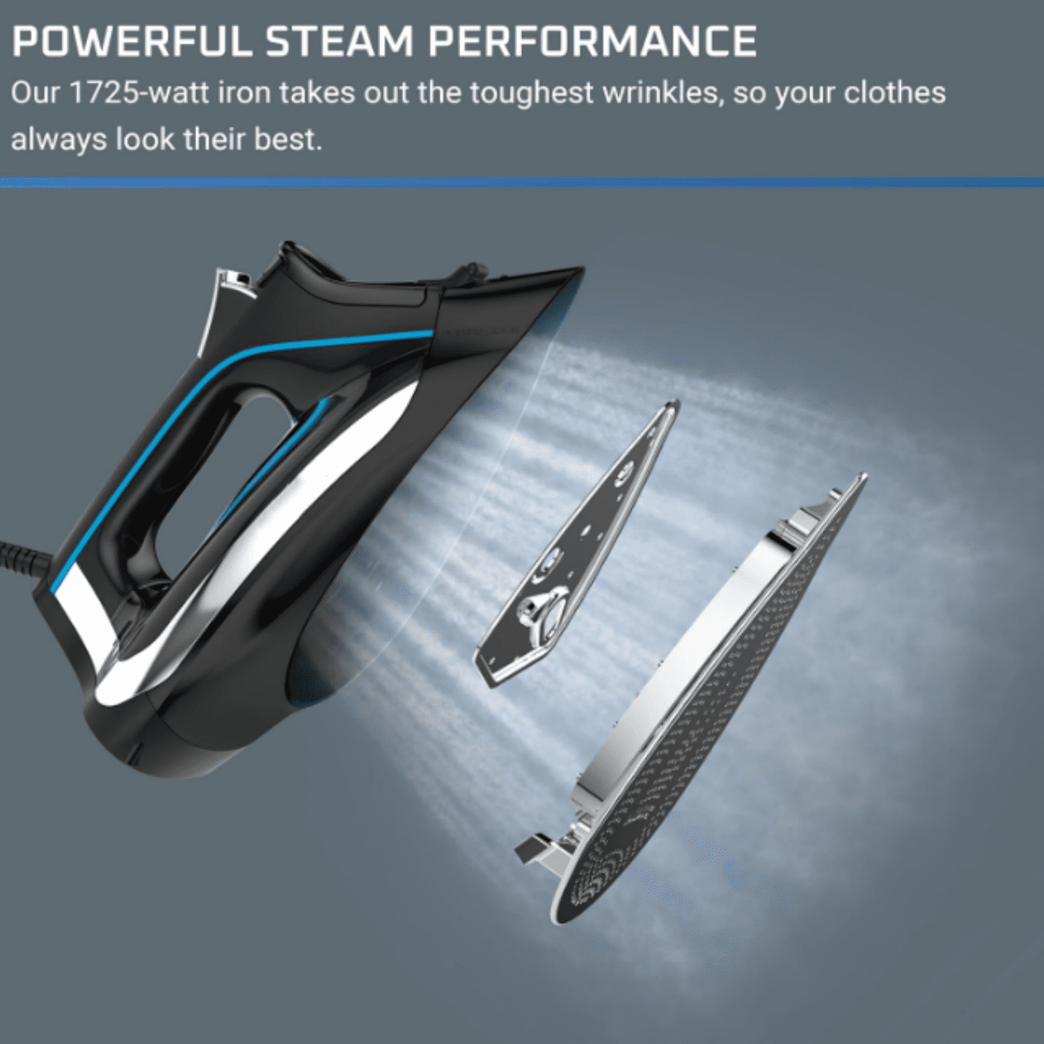 Smart Steam Iron, Perfect Temp Technology, 35 Gram/Minute of Continuous Steam Output, DW3261U1, Auto Shutoff, Black