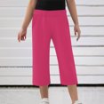 thumbnail image 5 of Jalioing Kids Capris Casual Wide Leg Elastic Waist Loose Crop Pants Boys Girls Summer Capri Pants with Pocket, 5 of 6