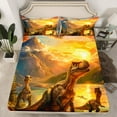 thumbnail image 2 of jejeloiu Wild Dinosaur Twin Sheet Sets,Natural Scenery Mountain Twin Fitted Sheet,Jungle Wildlife Flat Sheet For Boys Kids,Breathable Bedroom Decorative,3 Pieces, 2 of 7
