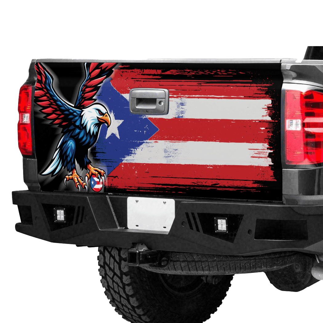 Lotusprinthandmade Puerto Rico US Flag Tailgate Wrap 26