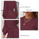 thumbnail image 5 of Vestido de manga larga para mujer, cuello redondo, Color puro, transpirable, patrón de gofres, vestido con cinturón, vestido envolvente para la vida diaria, 5 of 6