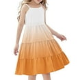 thumbnail image 2 of Nmnitkp Girls Dress Boho Gradient Girl Dresses Flutter Sleeve Tiered A Line Summer Dresses with Pockets Orange,5 Years, 2 of 7