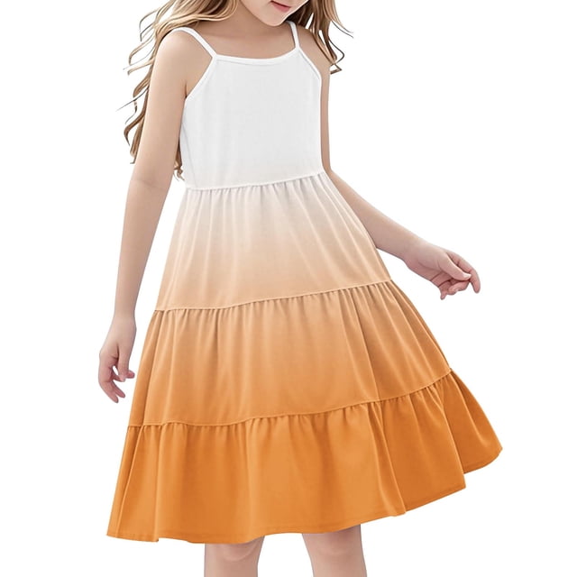 Tranfacy Robes d'Été pour Ados, Robe d'Été pour Filles, Robe d'Été Boho pour Fille 4-14 Ans à Dégradé de Couleurs, Décontractée, Sans Manches, à Étages, Style Nuisette
