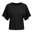 thumbnail image 6 of Lixiuxyad Fashion T Shirt Casual Loose Fit Cropped Tee With Irregular Hem And Waist Tie Streetwear Basic Top Tshirts Trendy,Black XXL, 6 of 6