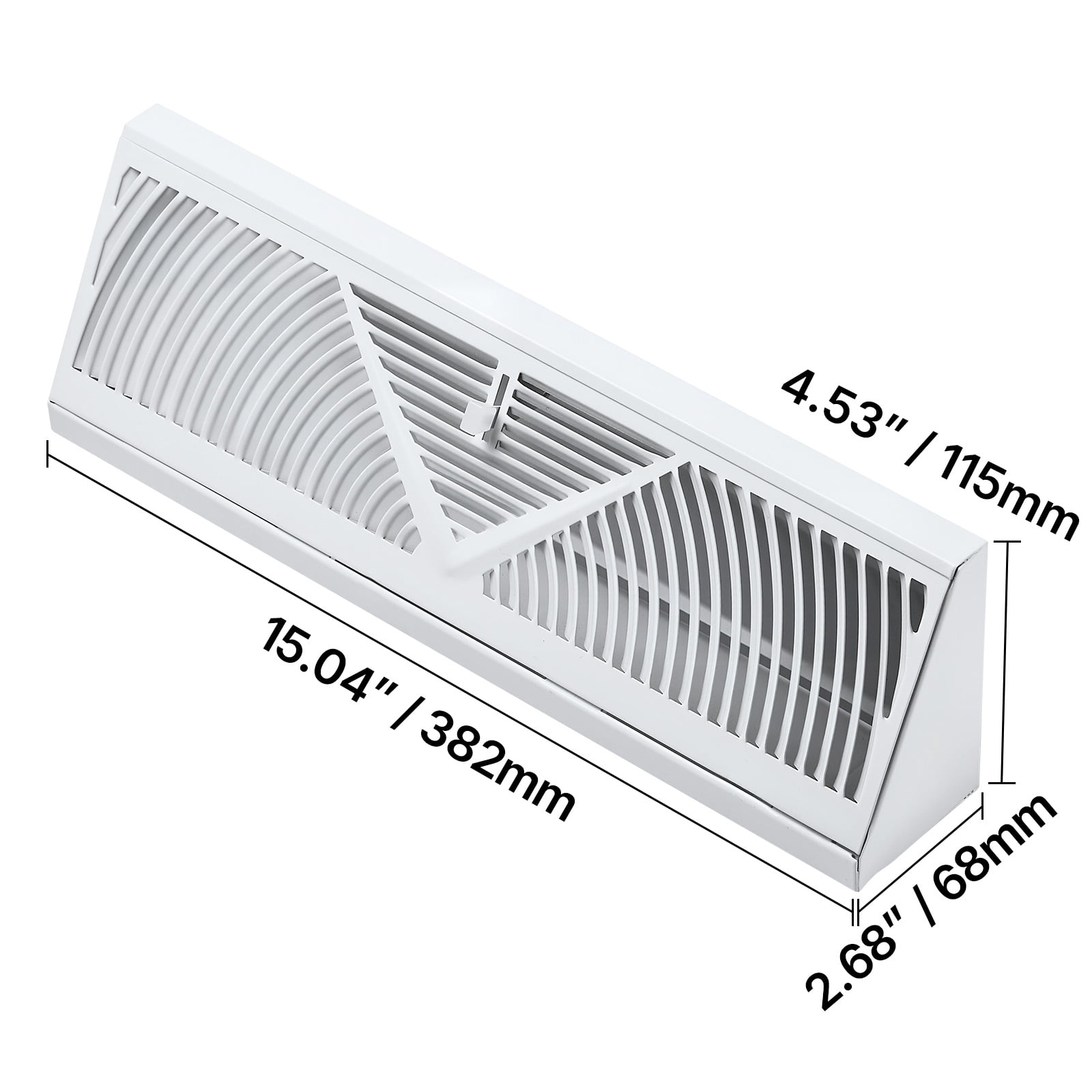 VEVOR 15-Inch Floor Registers,10-Pack Baseboard Registers, HVAC Heavy-Duty Walkable Iron Floor Vents, Rustproof Anti-Peeling Air Vents Deflector Adjustable with Metal Damper for Home & Office,White