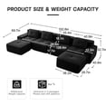 thumbnail image 2 of 153" Modern U-Shaped Modular Sectional Sofa, 4-Seater Couch with Deep Seat and 2 Movable Ottomans, Corduroy Sectional Sofa for Living Room, No Assembly, Black, 2 of 9