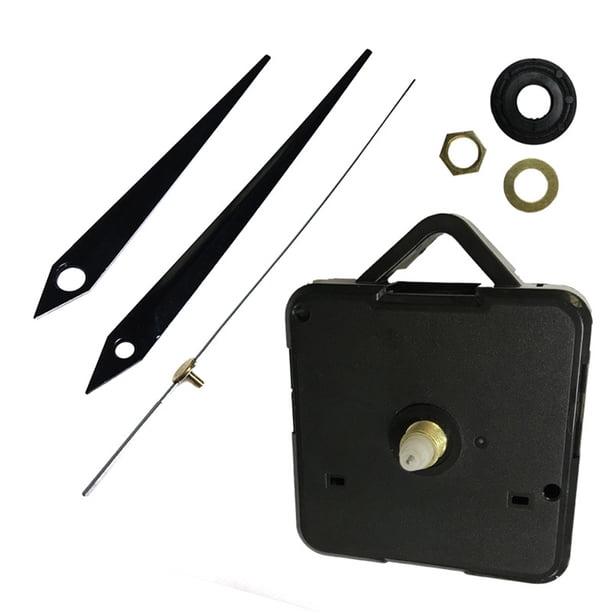 Mecanismo de movimiento de reloj de pared DIY de cuarzo que incluye piezas de reparación de manecillas (negro)