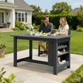 thumbnail image 4 of SERWALL 3-Piece Outdoor Bar Sets, All Weather Patio Bar Table and Chairs, HDPE Outdoor Counter Height Dining Sets with Storage & Wine Rack for Garden, Backyard, Poolside, Home - Grey, 4 of 13