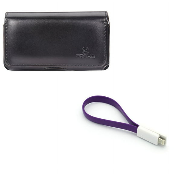 Case Belt Clip w Short USB Cable for iPhone 8/7/6S/6 - Leather Swivel Holster Loops Cover, Charger Cord Power Wire Fast Charge for iPhone 8/7/6S/6 Models