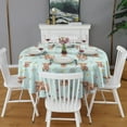 thumbnail image 2 of Blue Highland Cow Flower Pattern Round Tablecloth 60"x60",Wrinkle Wipeable Table Cloth for Kitchen Dining Room Picnic Patio Party, 2 of 6