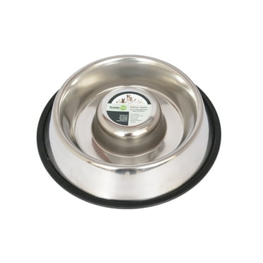 Iconic Pet 92007 24 oz Slow Feed Stainless Steel Pet Bowl for Dog or Cat - Medium