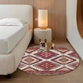thumbnail image 3 of Red Orange Boho Round Area Rug 5ft Washable Large Round Rug for Living Room, Soft Non-Slip Circle Rugs for Dining Room, Geometric Tribal Southwestern Floor Carpet for Bedroom Entryway Home Office, 3 of 9
