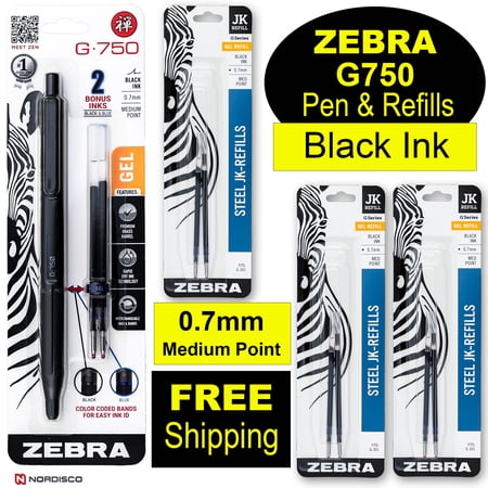 Zebra G750 Gel Retractable Pen 49811 with 3 Packs Refills 88112, FREE Shipping