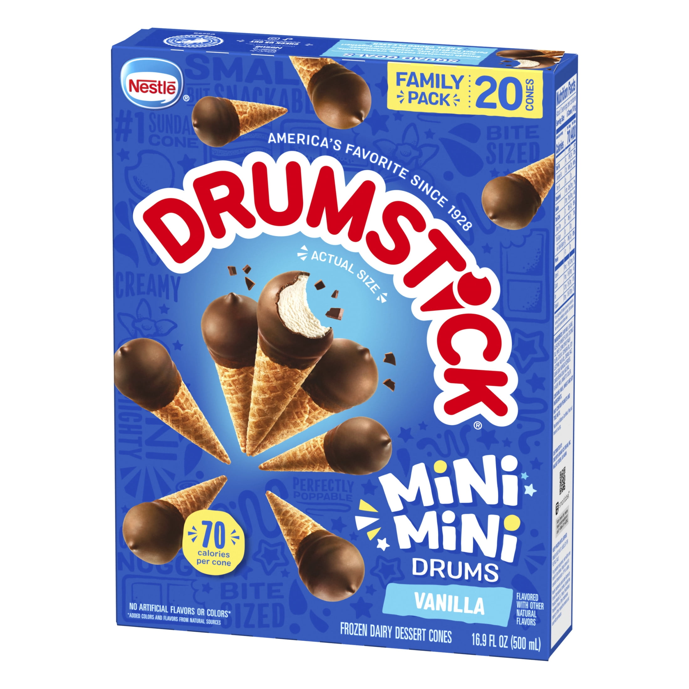 Drumstick Mini Drums Vanilla Sundae Cones, Kosher, 20 Count