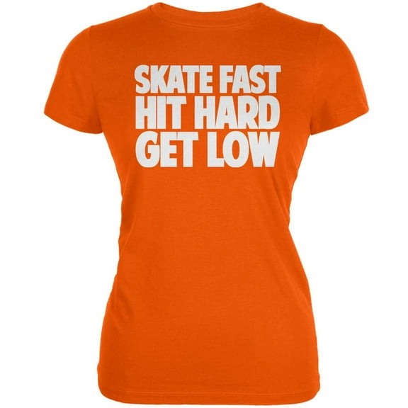 Roller Derby Skate Fast Orange Juniors Soft T-Shirt - 2X-Large