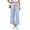 Light Blue, variant on Striped Gingham Pants Women Wide Leg Bottoms Drawstring Y2k Trousers with Pocket Navy Blue XL