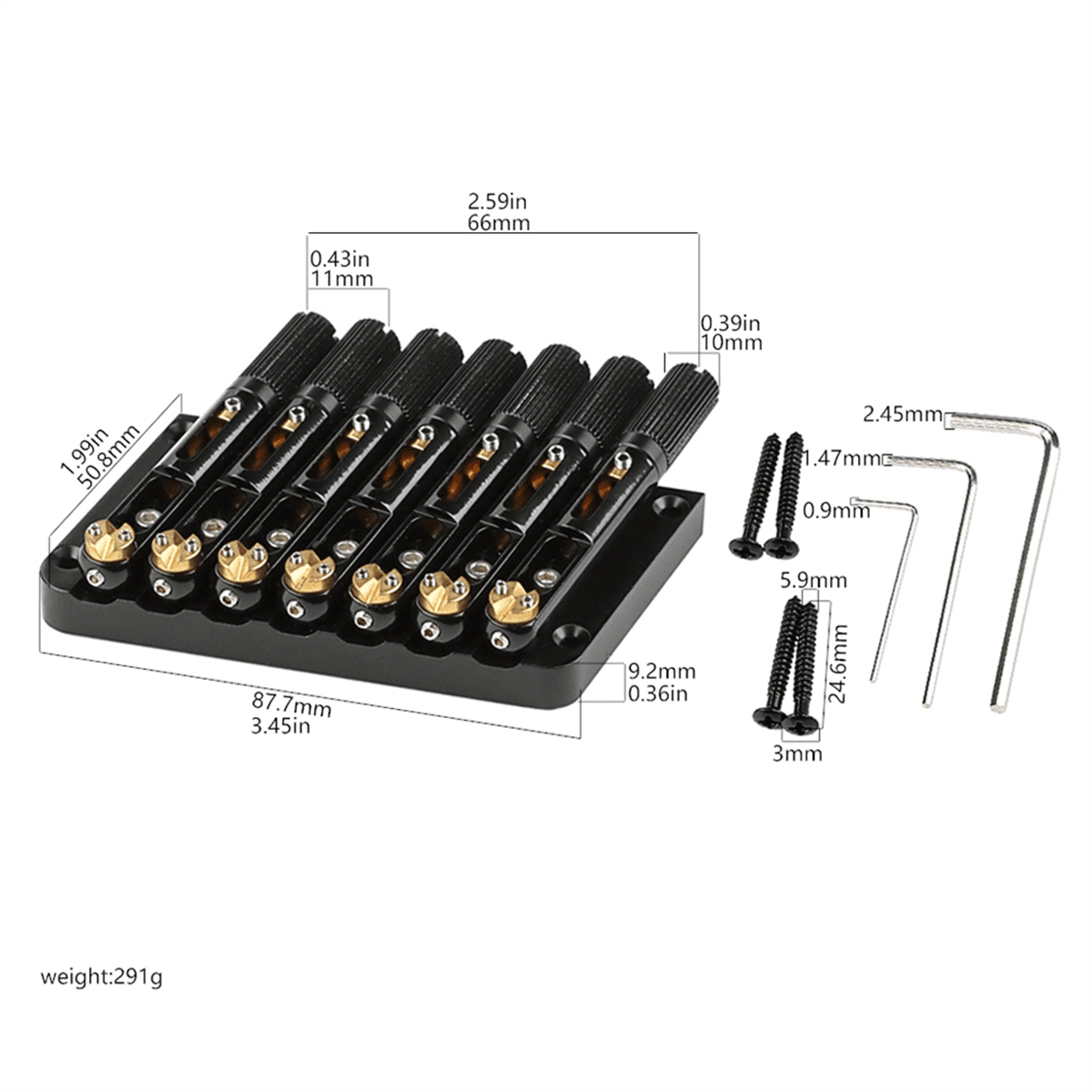 Headless Guitar Bridge Oblique 7 Strings Metal Saddle Electric Parts