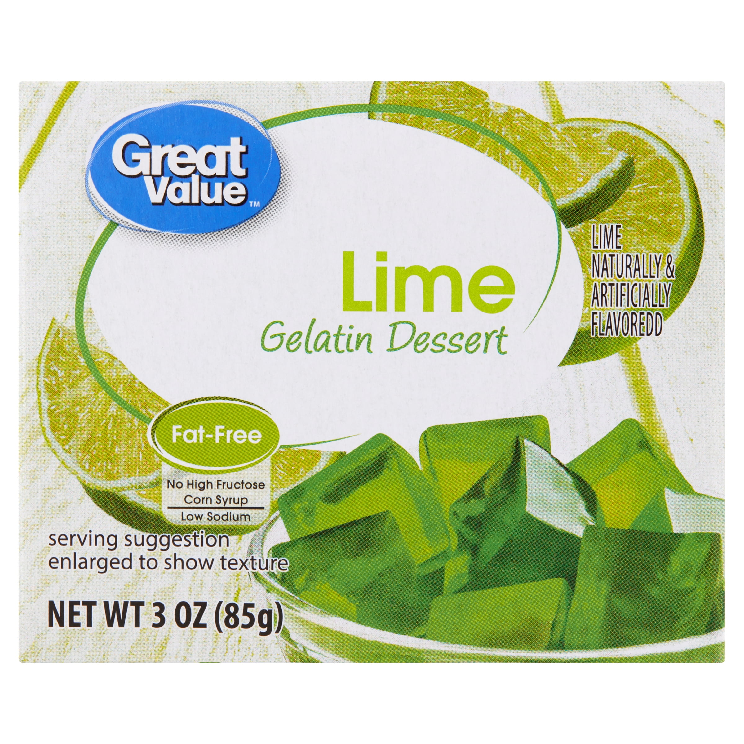 Great Value Lime Gelatin Dessert, 3 oz