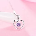 thumbnail image 2 of Womens Heart Pendant Necklace 925 Sterling Silver Chain Jewelry Purple Clear Austrian Crystal, 2 of 5